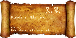 Kuhár Nándor névjegykártya