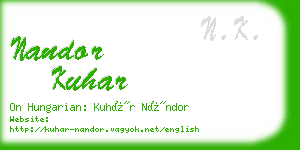 nandor kuhar business card